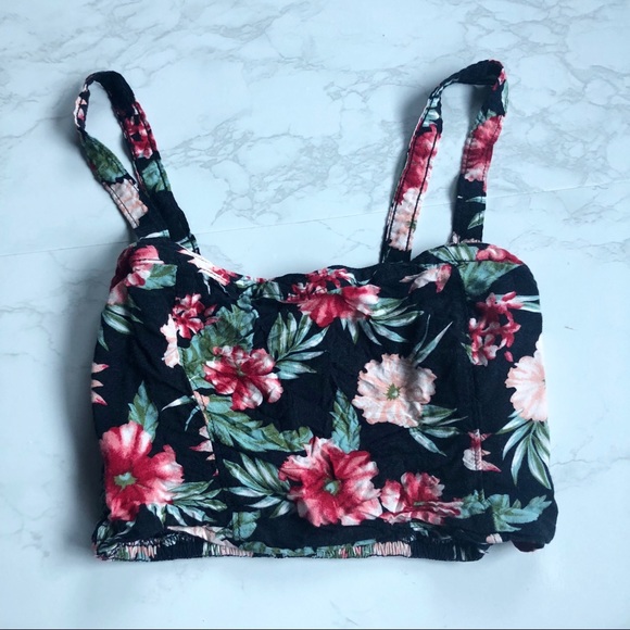Hollister Other - Hollister Black Floral Bralette Tank Top